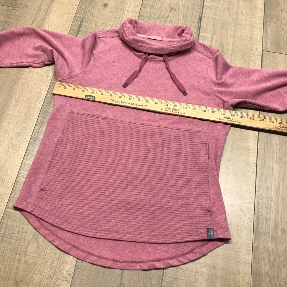 L.L. Bean Sweatshirt Womens Size PS Petite Small Pink Pullover Funnel Neck Cozy - Picture 8 of 10